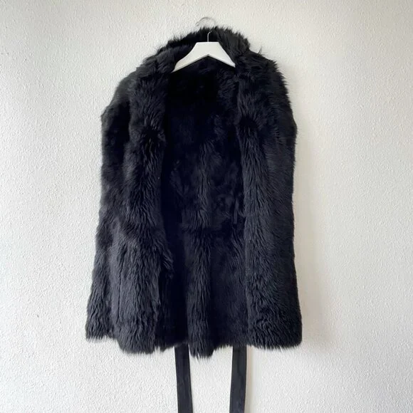 Reversible VINCE Shearling Fur Leather Vest - Picture 6 of 12